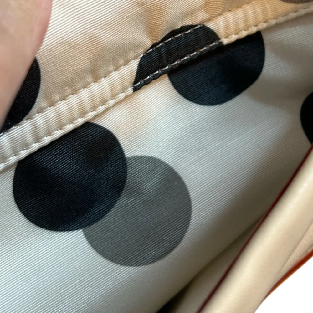 Kate Spade New‎ York Beige Leather Satchel Tote Purse Polka Dot Lining